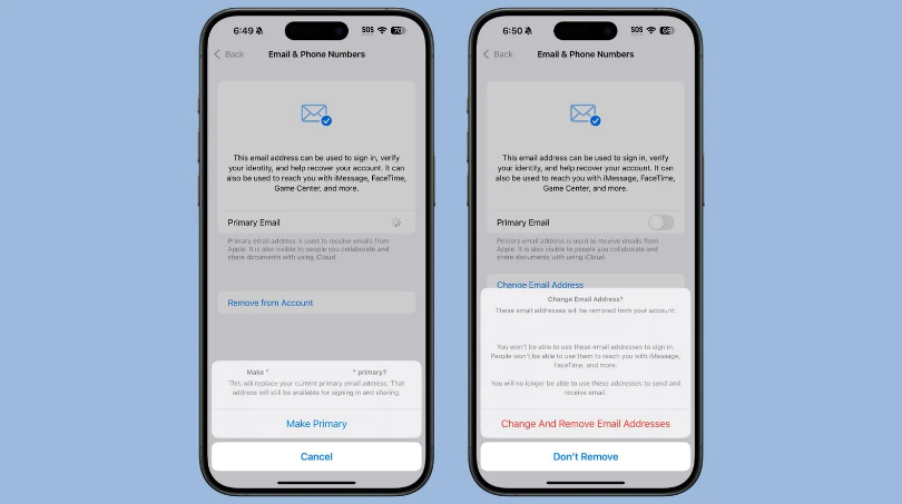 莒南苹果手机维修分享苹果 iOS 18.1 支持设置“主要”邮箱地址并更改 iCloud 邮箱 